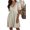 Beige, variant on Women's Puff Sleeve Babydoll Mini Dress with Button Detail and 95% Polyester 5% Spandex Fabric for Everyday Wear