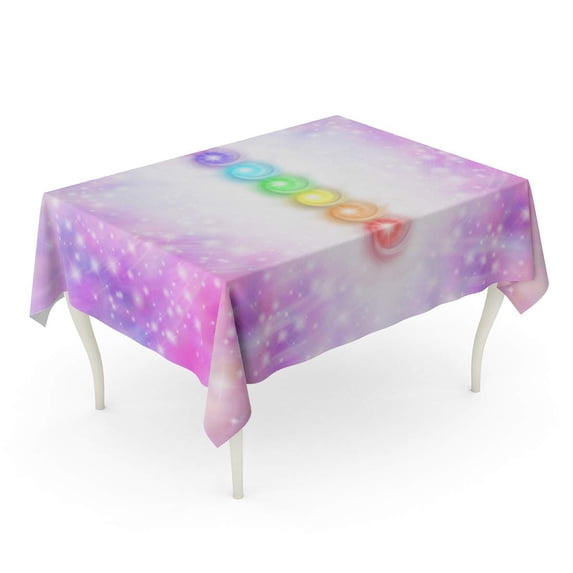 LADDKE Seven Chakra Vortex Stack Symmetrical Oink and Purple Sparkling Tablecloth Table Desk Cover Home Party Decor 60x104 inch