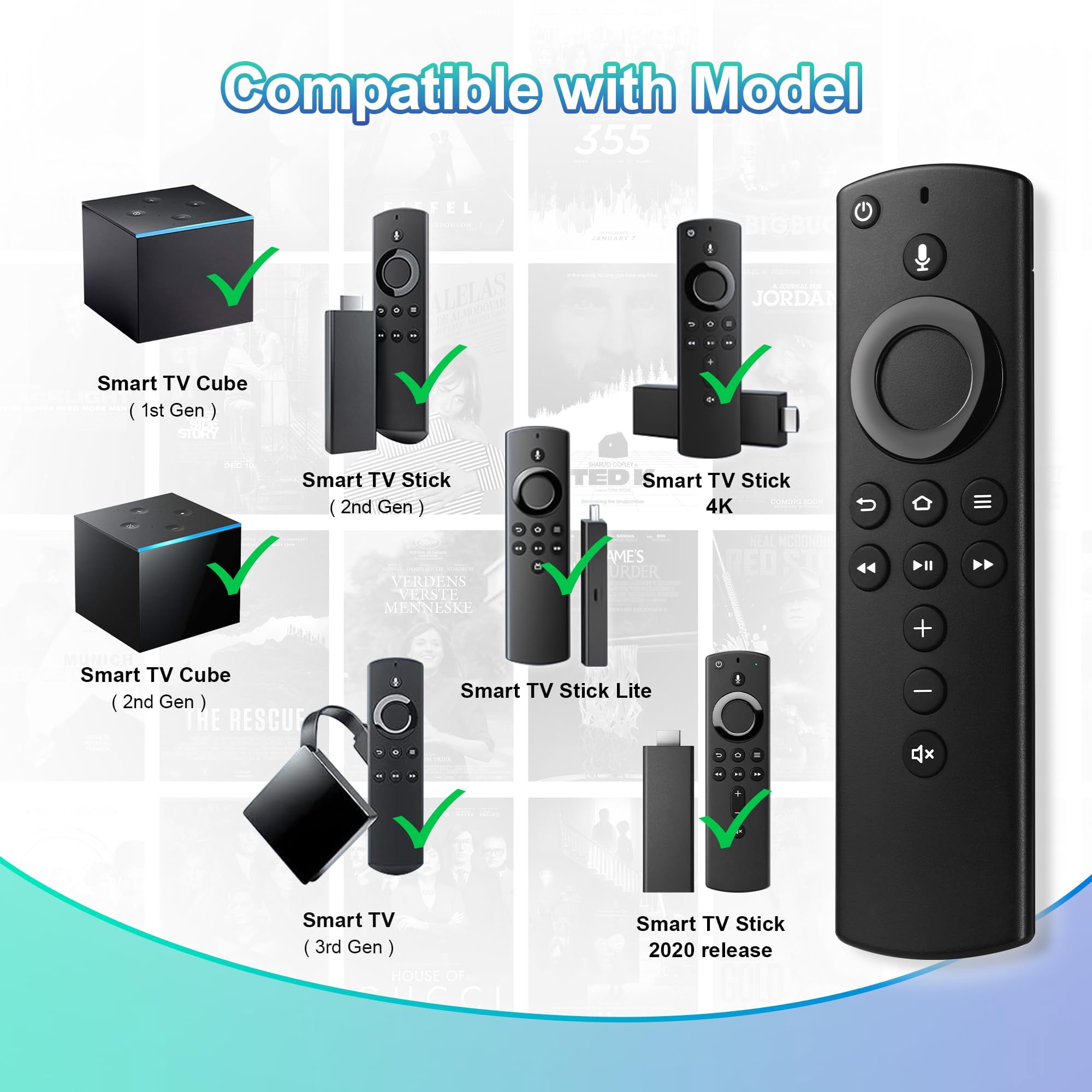 Replacement Voice Remote Control Compatible with All Fires-Series TVs Stick & Cube,TVs Stick Lite/Stick (2nd Gen)/TVs Stick 4K/TVs Cube (1st/2nd Gen),and fit for Smart TVs 3rd Gen