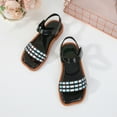 thumbnail image 4 of WERYOUNG Girls Sandals Summer Casual Sparkly Rhinestone Open Toe Soft Sole Princess Shoes Kids Casual Beach Vacation Party Sandal,Black,3.5-4 Years, 4 of 5