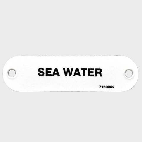 Carver Boat Sea Water Label 7160959 | 2 3/4 Inch White Plastic
