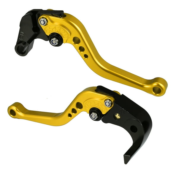 Unique Bargains 1 Pair Motorcycle Brake Clutch Levers Adjustable Folding CNC for Suzuki GSXR 600 750 1000 Gold Tone