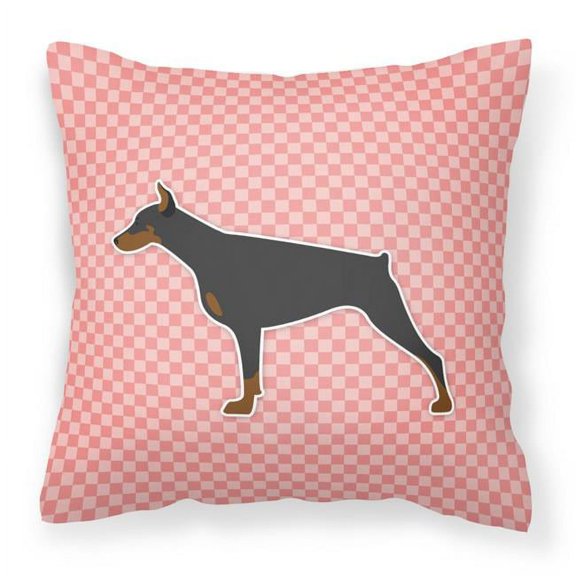 Carolines Treasures BB3660PW1818 Doberman Pinscher Checkerboard Pink Fabric Decorative Pillow