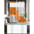 thumbnail image 5 of No Hook Cloth Fabric Shower Curtain with Snap in Liner, Orange Abstract Waterproof Shower Curtains Set with See Through Top Window, Grey Geometric Oil Painting Vintage Gradient Bath Curtains 36"x78", 5 of 9