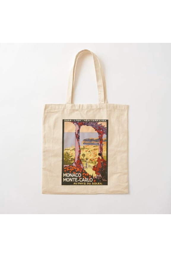 Monte Carlo Monaco Vintage Travel Canvas Tote Bags, Reusable Shopping Bag