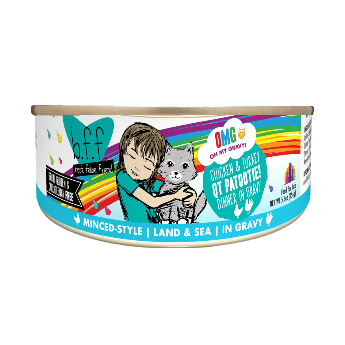 Photo 1 of       exp date 04/2027----BFF OMG QT Patootie! Chicken & Turkey Dinner in Gravy Grain-Free Canned Cat Food, 5.5-oz,  
