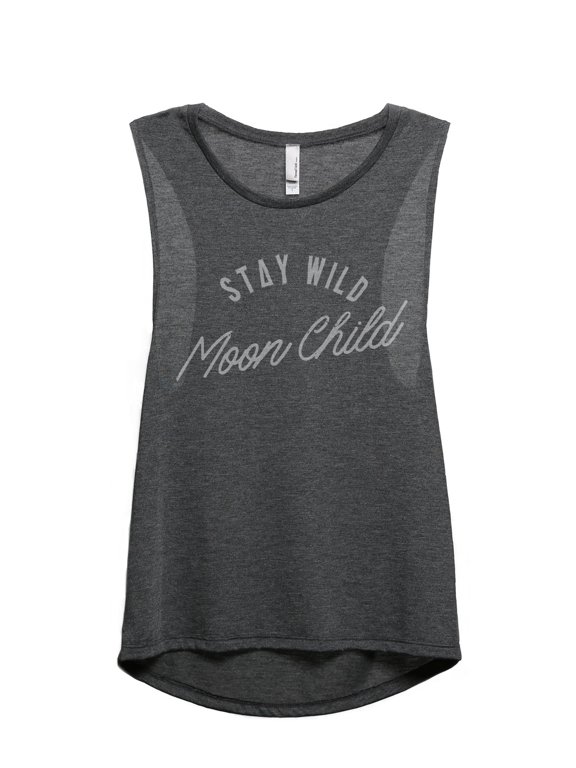 Stay Wild Moon Child Women's Sleeveless Muscle Tank Top Charcoal Large