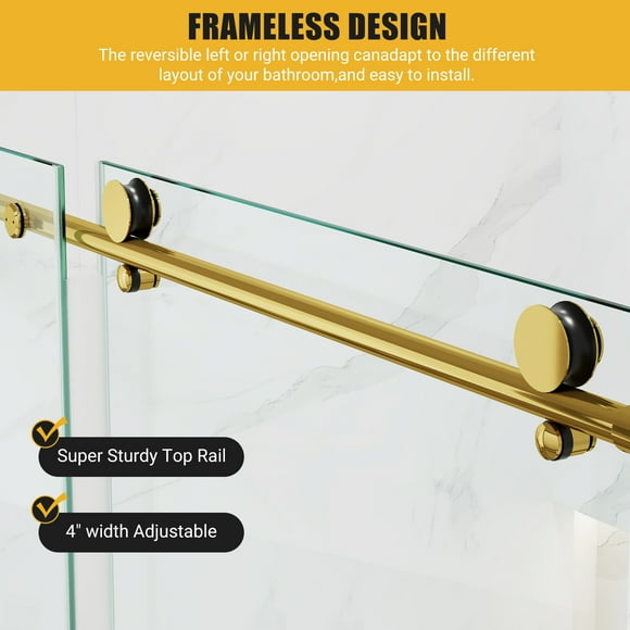 Frameless Sliding Shower Door – 8mm SGCC Clear Tempered Glass – Stainless Steel Hardware – Waterproof Seal Strip – Adjustable 56-60" W x 72-75" H – Modern Bathroom Enclosure