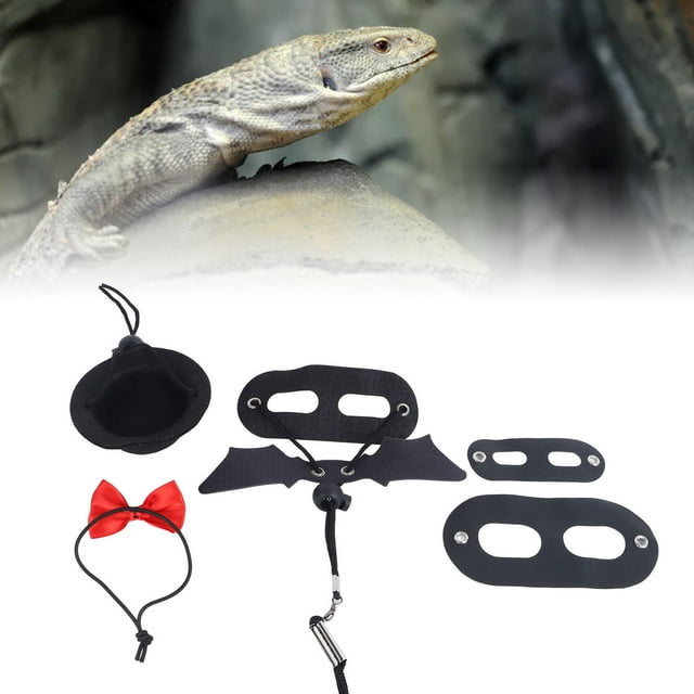 Bearded Dragon Hat Bow Tie Collar, Hat And Bow Tie Set For Bearded Dragon Collar Bearded Dragon And Bow Tie Collar Bearded Dragon Hat And Necktie Collar Bowler Hat And Bow