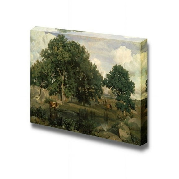 wall26 - Forest of Fontainebleau by Jean-Baptiste-Camille Corot - Canvas Print Wall Art Famous Painting Reproduction - 12" x 18"