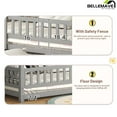 thumbnail image 6 of Bellemave Full Floor Bed, Wood Full Size House Bed Frame with Fence, Montessori Floor Bed for Bedroom (White), 6 of 9