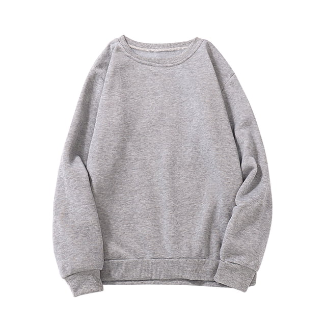 Blouse Chandail à Manches Longues pour Femmes, Couleur Unie, Coupe Ample, Col Rond