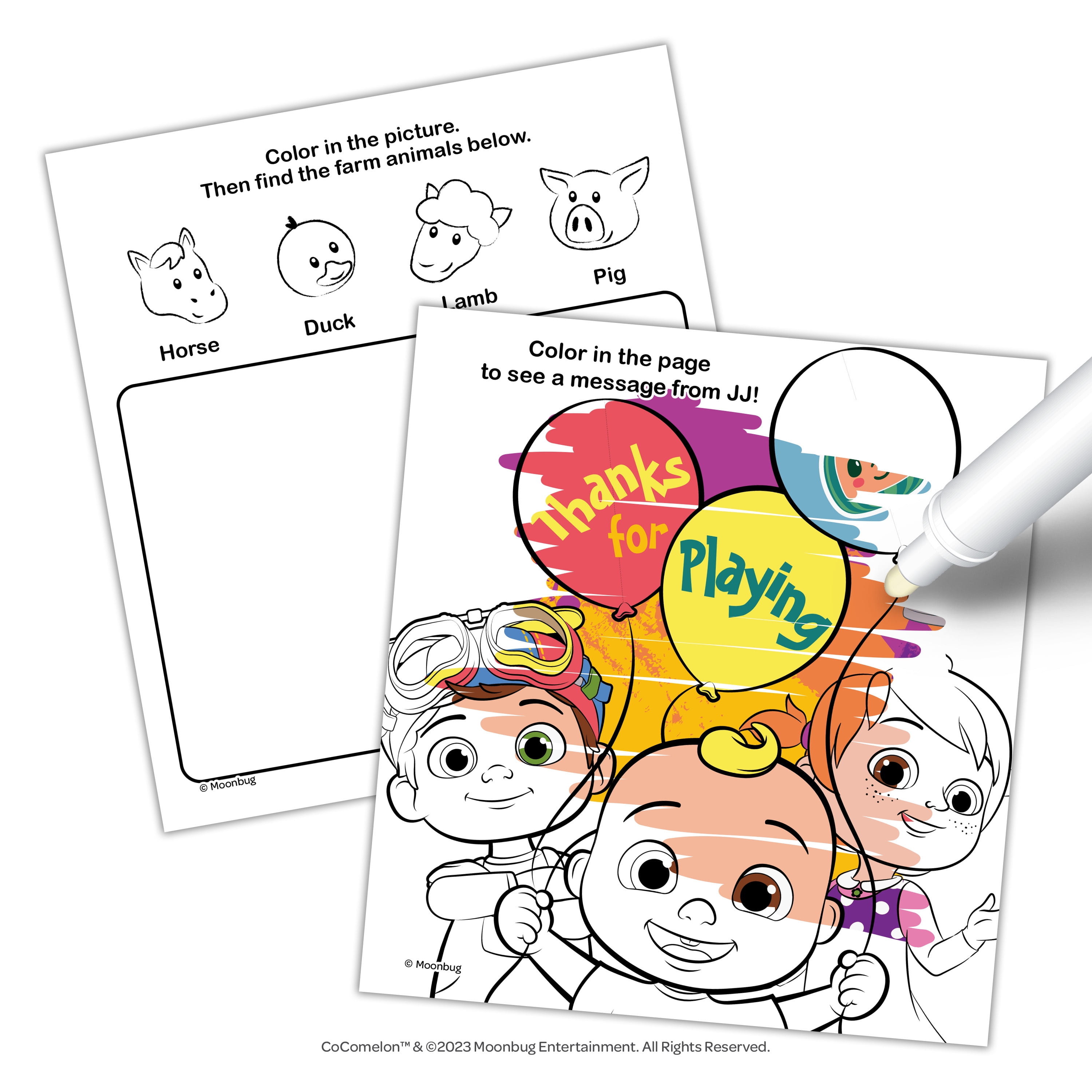 CoComelon 12-Page Imagine Ink Coloring Pad with Imagine Ink Stickers and Mess Free Marker; Paperback Children's Book
