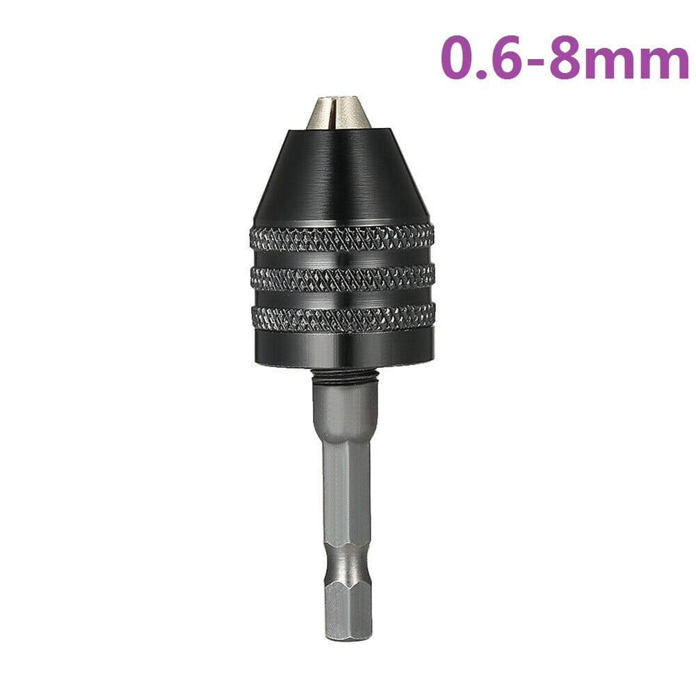 0.6-8mm Keyless Drill Bit Chuck Adapter with 1/4" Hex Shank For Impact Driver UK 