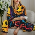 thumbnail image 6 of Pofeuu Playful Ghosts Night Sky Print Womens Pajamas Set Long Sleeve Sleepwear Button Down Nightwear Soft Pj Lounge Sets Button Down Pajamas Women-XX-Large, 6 of 7