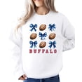 thumbnail image 2 of Bold Red Buffalo Football Sweatshirt for Women Teens and Girls Footballs and Blue Bows Sweater White Sweatshirt Adult Large, 2 of 5