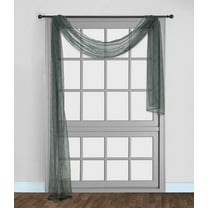 1PC S38 SCARF VALANCE SHEER VOILE TRELLIS GEOMETRIC BROWN/TEAL SEE THRU WINDOW KITCHEN, BATHROOM, RESTAURANT, ANY USE SIZE 36" WIDE X 216" LENGTH