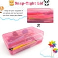 thumbnail image 5 of Pencil Box, Large Capacity Clear Pencil Case, 1 Pack Hard Pencil Case, Clear Crayon Box with Snap-tight Lid Stackable Design, Plastic Storage Box for Office Supplies, Pink, 5 of 7