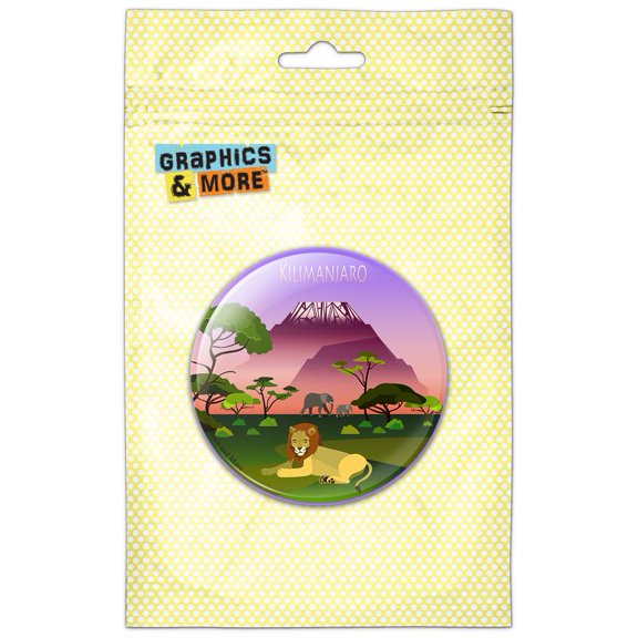 Mount Kilimanjaro Tanzania Africa Lion Pinback Button Pin Badge