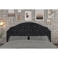 thumbnail image 2 of Home Design Evelina Queen Tufted Upholstered Headboard, Black, Velvet with Diamond Button Tufting, Modern Bedroom Furniture, 2 of 5