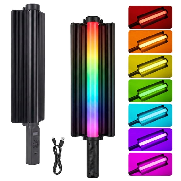EMART Handheld RGB Light Tube, Portable LED Photography Fill Light, 2500- 9000K Dimmable 13 Lighting Effectswith Barn Door for Studio Shooting
