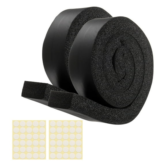 2 Set 3.28ft Foam Seal Strip, 1 Inch Width x 2 Inch Thick Weather Stripping Foam Insulation Tape, High Density Air Conditioner Open Cell Foam Seal Tape for Doors, Windows, Black