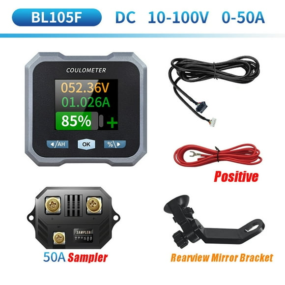 Ruiboury Smart Battery Mon-itor With Shunt Bluetooth Battery Mon-itor Voltmeter Ammeter Bluetooth Battery Handlebar Bracket