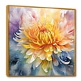 thumbnail image 2 of Designart "Contemporary Azure And Lemon Chrysanthemums" Chrysanthemums Floater Framed Wall Art Living Room, 2 of 5
