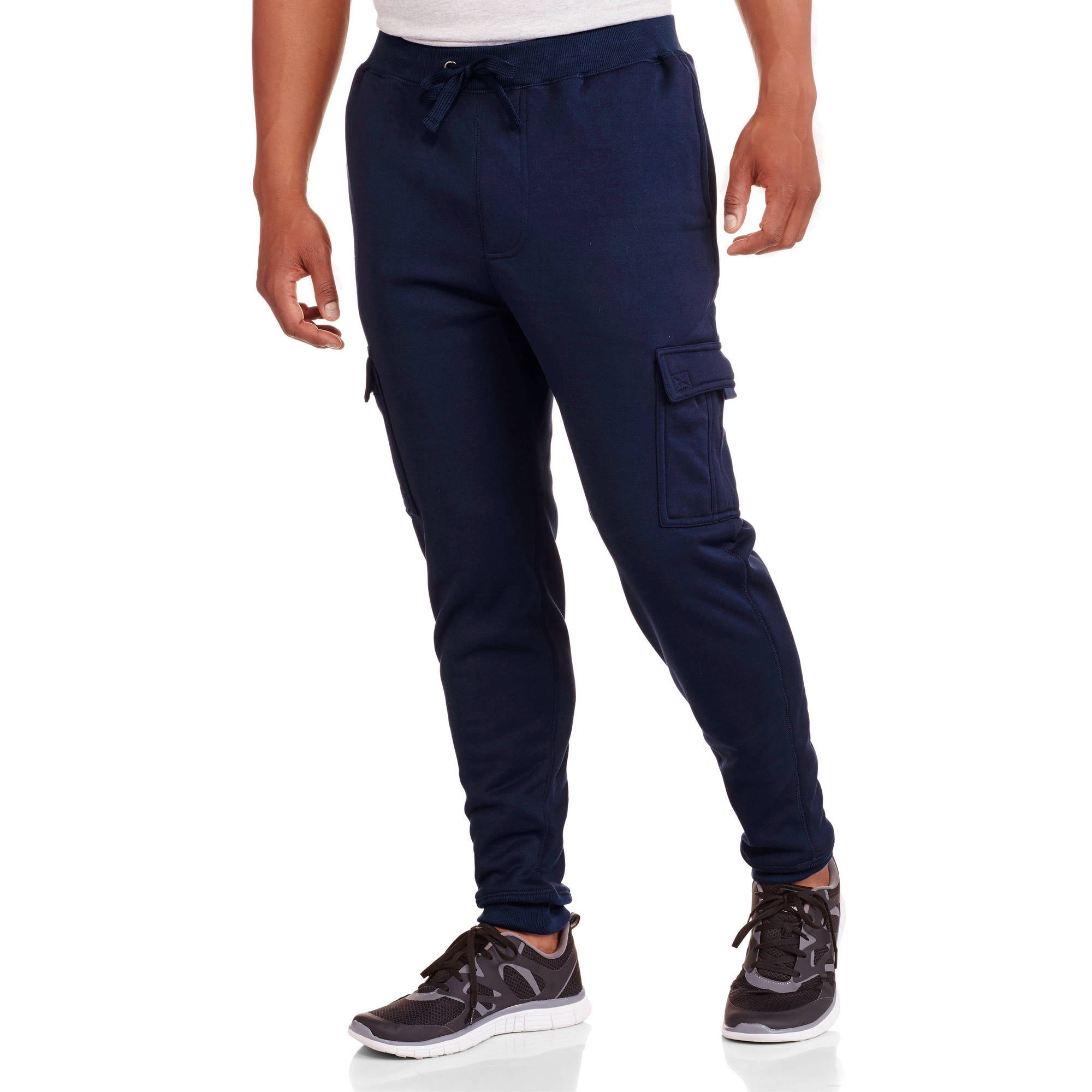 Big Men's Elastic Waist Solid Fleece Cargo Pant - Walmart.com
