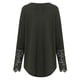 thumbnail image 3 of Blusa de un solo pecho con cuello en V Panel de encaje de poliéster Camisa de manga larga para mujer para otoño e invierno Verde M, 3 of 8