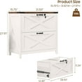thumbnail image 3 of 2 Drawer File Cabinet with Lock, Farmhouse Lateral Filing Cabinet Fits Letter/A4/F4/Legal Size, Wooden File Cabinets Printer Stand for Home Office, White, 3 of 16