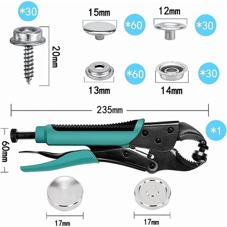 Heavy Duty Snap Fastener Kit - 210PCS Marine Grade Stainless Steel Tool Set for Canvas Boat Covers Tents Awnings Rustproof Easy Installation All-in-One Repair Kit Yellow