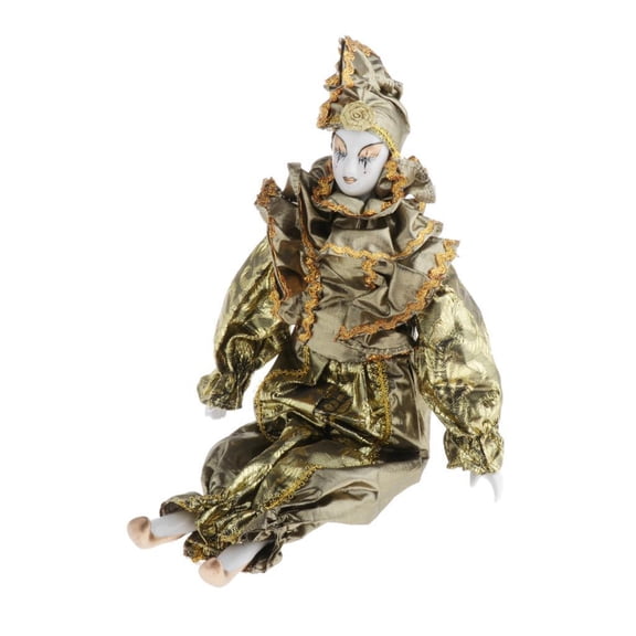 Vogacara Adornos de exhibición de escritorio de muñecas de payaso de porcelana de 42 cm Muñecas y casas de muñecas Oro