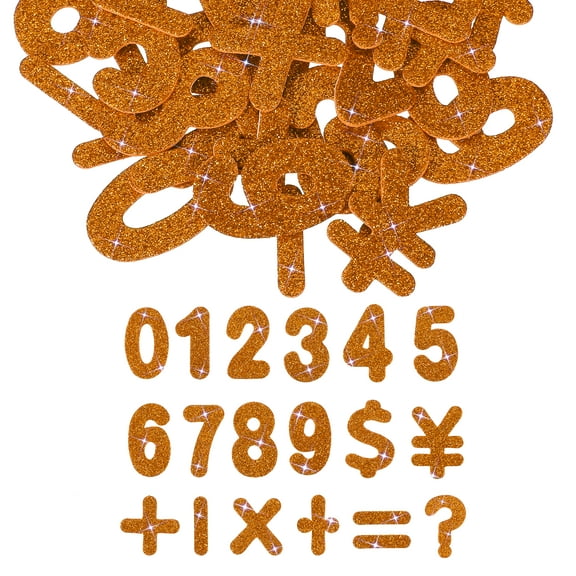 Number Foam Stickers, 72Pcs Numbers 0-9 EVA Self Adhesive Glitters Foam Shape Sticker Craft Supplies for Scrapbook Card DIY Making Home Decor, Orange