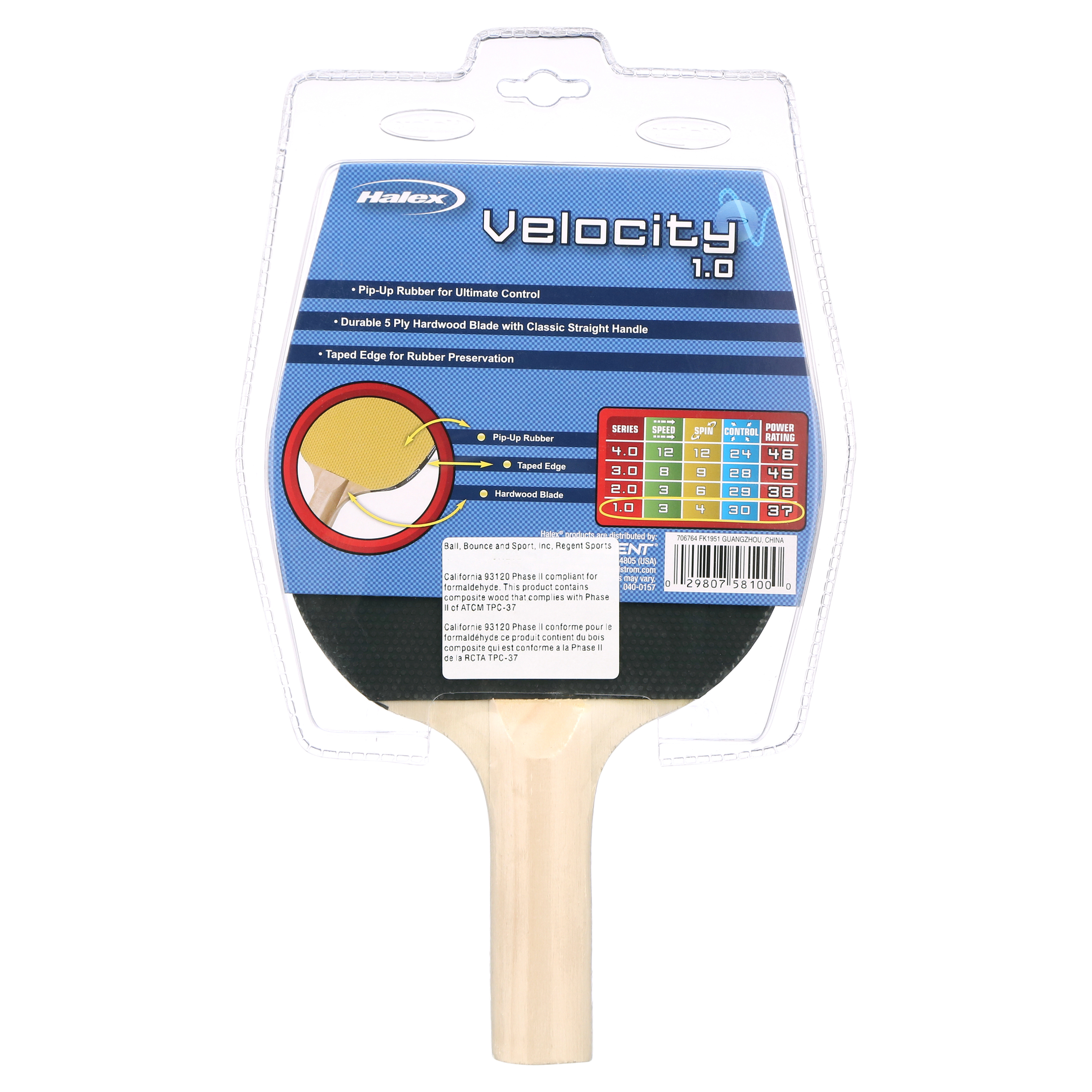 Halex Velocity Table Tennis Paddle, One Paddle, Wooden Handle - image 5 of 6