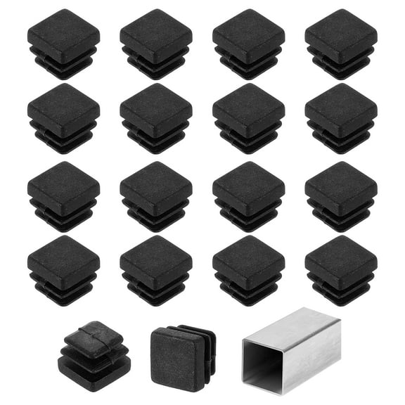 Uxcell 3/8" (10mm) Square Tubing End Caps, 50 Pcs Plastic Hole Plugs Insert End Cap for Metal Tubing, Black