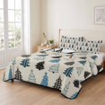 thumbnail image 2 of Quilts Full Size Bedding Set, Christmas Lightweight Quilted Comforter, Xmas Trees Snowflakes Plaid Polka Dots Beige Soft Reversible Bedspread Coverlet with Pillow Covers for All Season, 78" x 90", 2 of 9