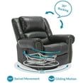 thumbnail image 4 of OUINCH Manual 360 Degree Swivel Glider Rocker Recliner Chair with Massage and Heat, USB Ports and 2 Side Pockets, Faux Leather, Grey, 4 of 7