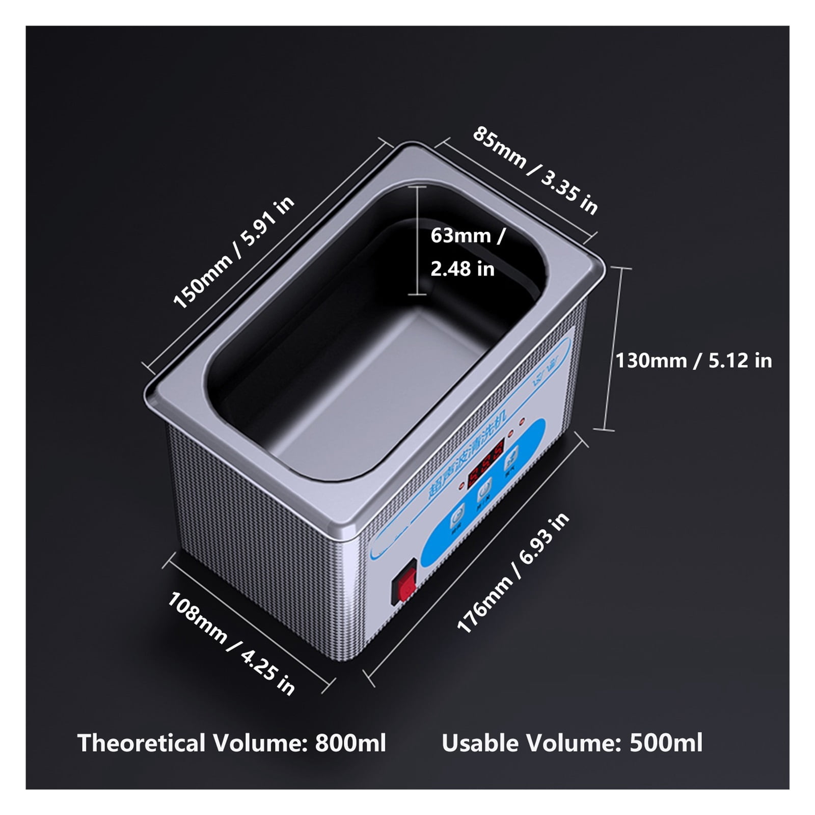 800ml Ultrasonic Cleaner 40kH Glasses Cleaner Ultra Cleaner Jewelry Cleaner Ultrasonic Cleaning Machine
