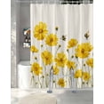 thumbnail image 3 of Split Shower Curtain for Transfer Bench, Yellow Floral Bee Fabric Shower Curtains for Bathroom, Summer Watercolor Botanical Flower Tub Sliding Transfer Bench Waterproof Bath Curtains 72"x72", 3 of 9
