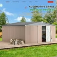 thumbnail image 4 of AECOJOY 14' x 12' Outdoor Storage Shed with Lockable Door Patio Metal Garden Storage Building in Brown for Outside, 4 of 7