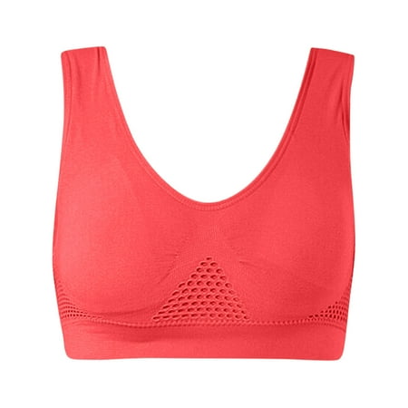 

wendunide sports bras for women Womens Sports Bra Padded Seamless Wirefree Breathable Yoga Bra Comfort Sleep Bra Workout Running Bra Watermelon red XL