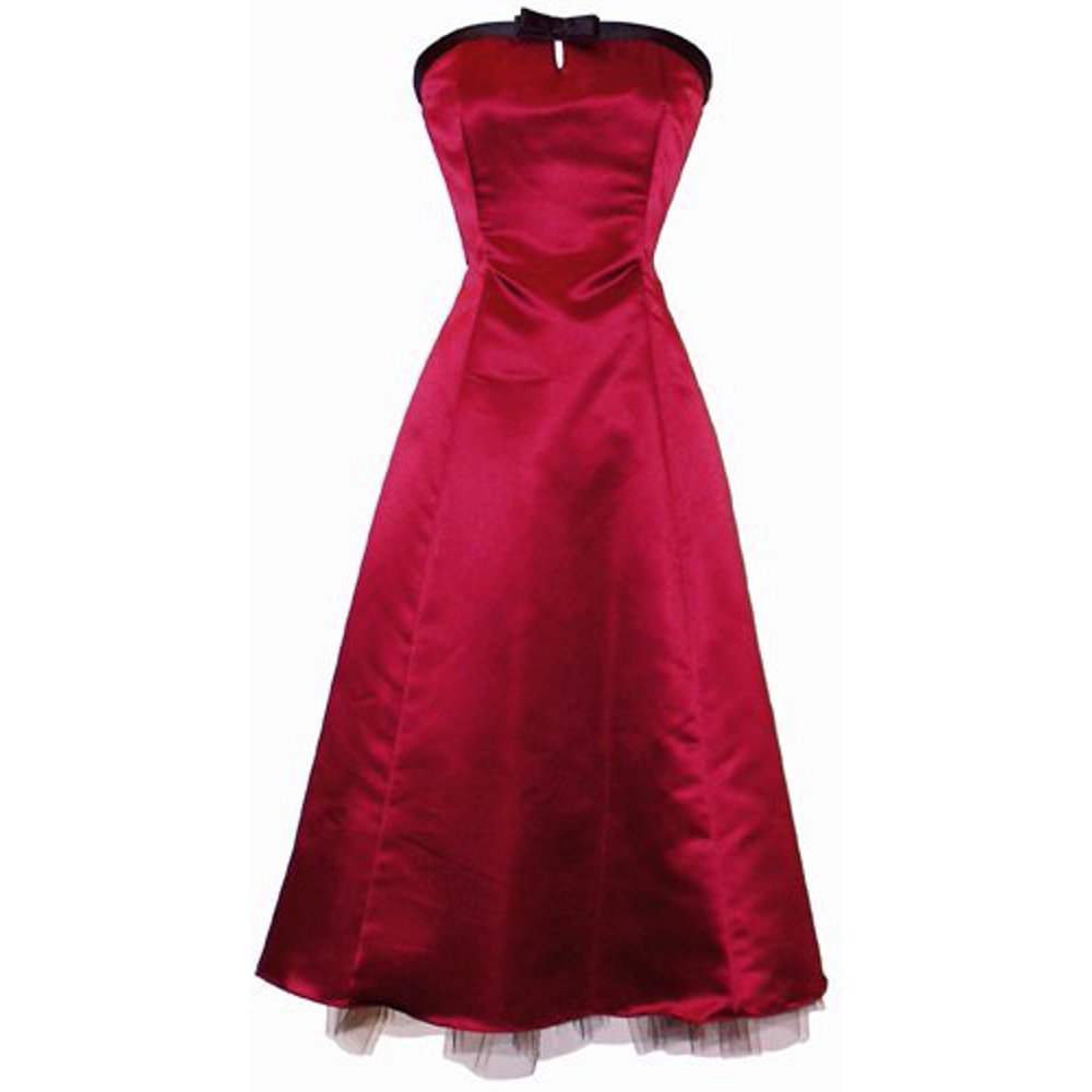 PacificPlex 50's Strapless Satin Formal Bridesmaid Gown Holiday Prom