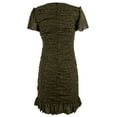 thumbnail image 2 of Women's Animal Print Ruched V-neck Mini Dress Olive 2, 2 of 5
