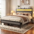 thumbnail image 7 of Bolvdo Queen Bed Frame with LED Headboard & Footboard, Built-in Charging Station, Storage Shelf, Noise-Free, No Box Spring Required, Easy Assembly, Rustic Grey, 7 of 7