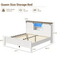thumbnail image 2 of Farmhouse Bed Frame Queen Size With LED Lights and Charging Station, Wooden Platform Queen Bed With Storage Bookcase Headboard, Queen Bed Frame With Sliding Barn Door, No Box Spring Needed-A+B Box, 2 of 7
