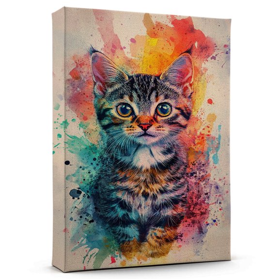 American Shorthair Cat Young Tabby Canvas Wall Art Animal Decor, American Shorthair Cat Young Tabby Canvas Prints Wild Animal Artwork for Living Room Bedroom Office 190HD12