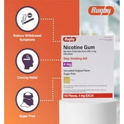 Rugby Polacrilex 4mg Nicotine Gum - Smoking and Vaping Quitting Aid - Sugar-Free - 110 Count - Original