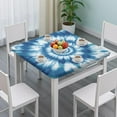 thumbnail image 3 of Blue Tie Dye Mandala Pattern Square Fitted Tablecloth with Elastic Edge,Square Table Cover,Washable Elastic Table Cover for Home Kitchen Party Decor 34"x34", 3 of 6