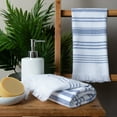 thumbnail image 4 of Sticky Toffee Hand Towels for Bathroom Set of 2, 100% Cotton, 28x16 in, Turkish White Soft Decorative, Navy Blue Striped Towels, 4 of 8